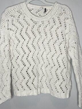 Akemi & Kin Anthropologie Cream Open Knit Sweater Size Small
